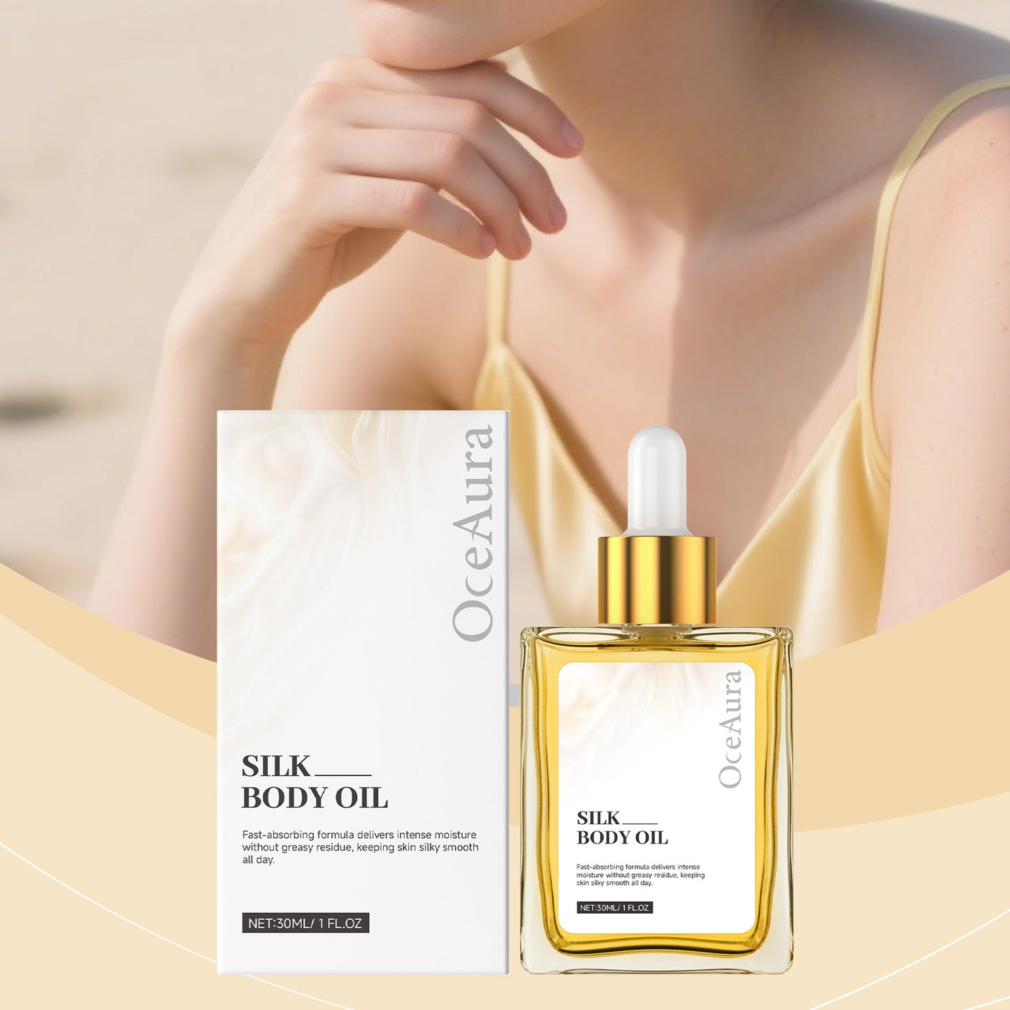✨ OceAura Silk Body Oil – Moisturizing & Smoothing Body Oil for Dry Skin, Silky Soft Glow & Non-Greasy After Shower Care 💛