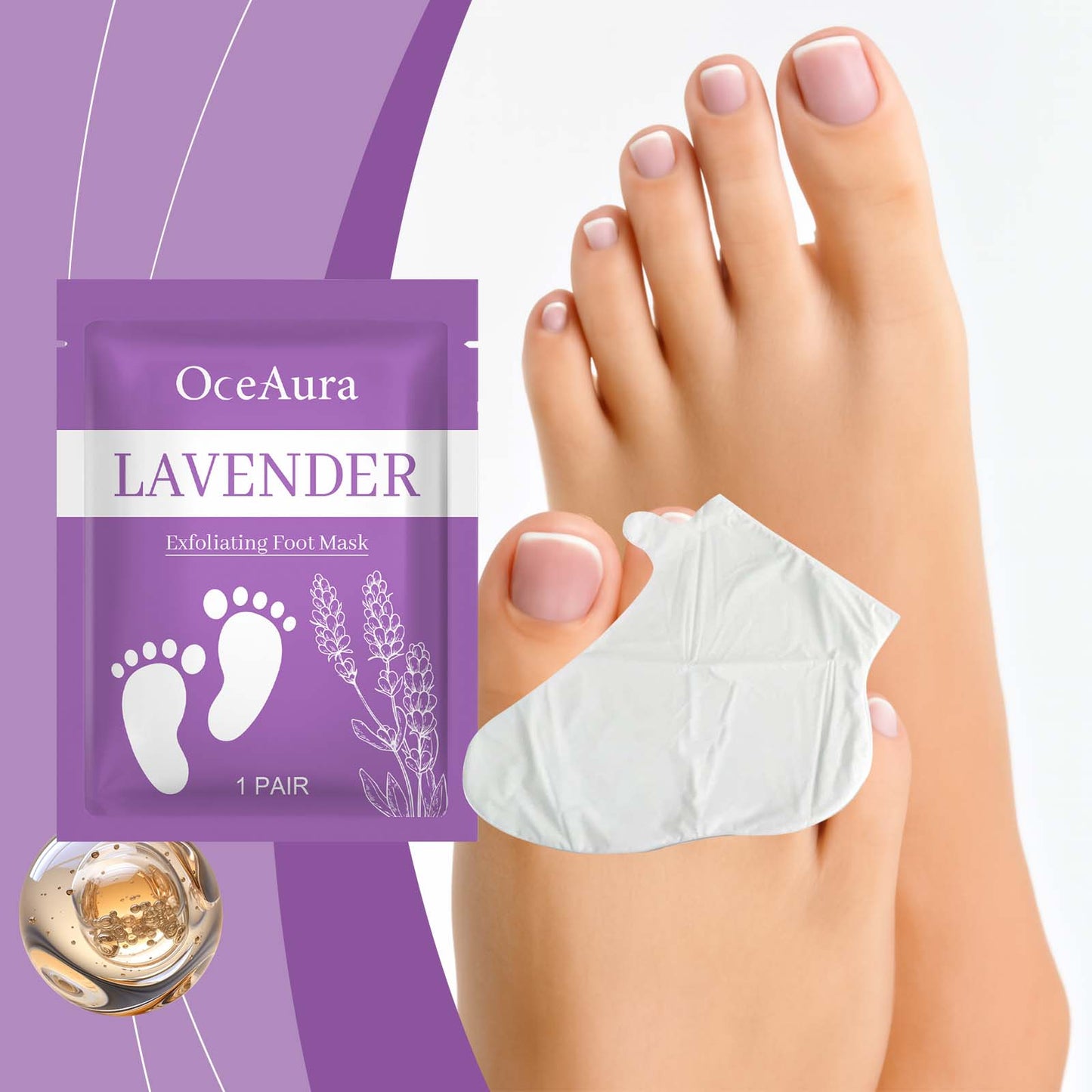 ✨ OceAura Lavender Exfoliating Foot Mask – Moisturizing & Smoothing Foot Care for Dry, Rough Heels & Soft-Looking Feet 🦶💜
