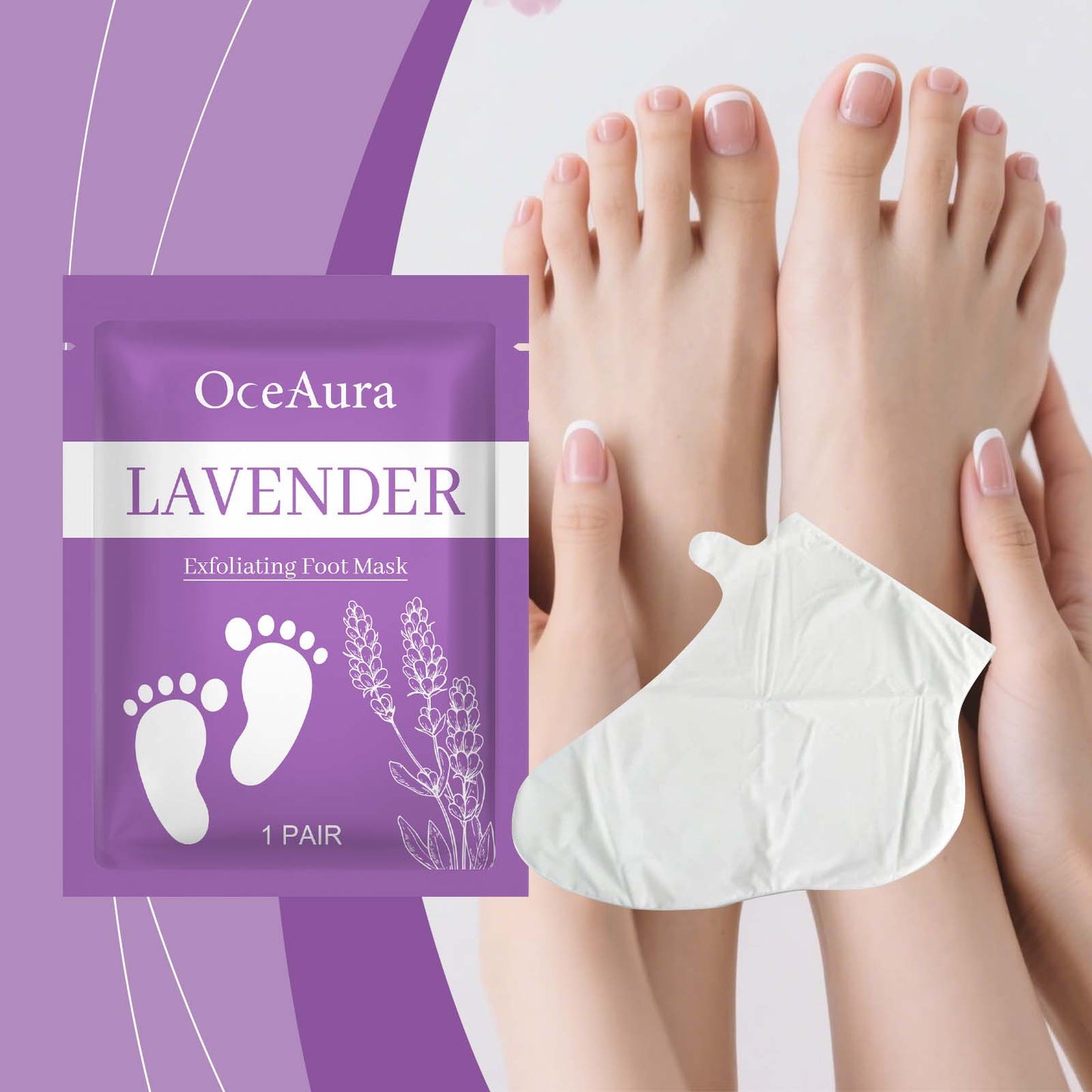✨ OceAura Lavender Exfoliating Foot Mask – Moisturizing & Smoothing Foot Care for Dry, Rough Heels & Soft-Looking Feet 🦶💜